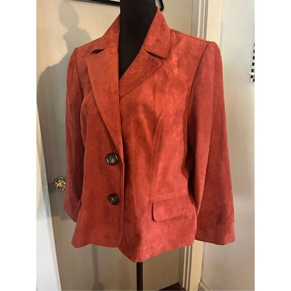 Vintage Studio 1 Brick Red Faux Suede Blazer - Picture 1 of 13
